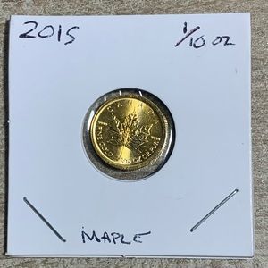 2015 Canada 1/10 oz .999 Fine Gold 5 Dollars Maple Leaf Coin